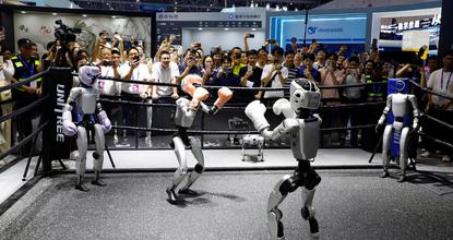 Humanoid robot boxing competition showcased at 4th Global Digital Trade Expo in Hangzhou